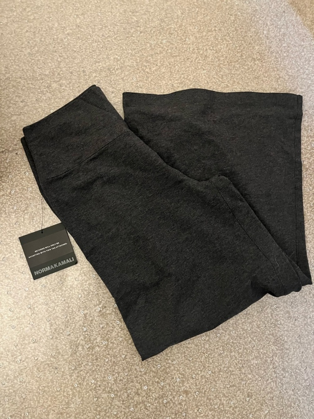 Norma Kamali Black Knit  Pants dark Heather grey medium soft straight leg